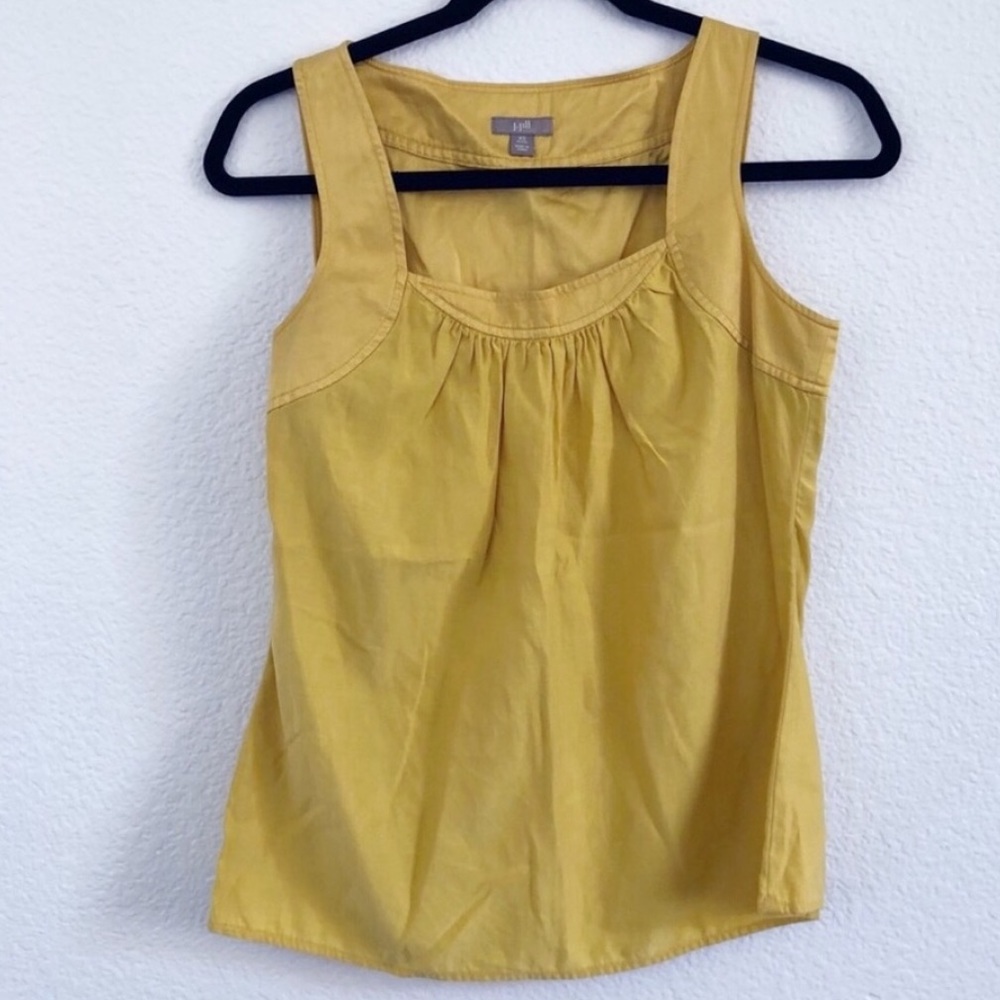 J. Jill | mustard colored square neck silk top